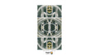 A vertical three-panel tarot card design featuring a stylized green and gold dragon face motif, shown on a white background with Dragon Tarot branding and a Facebook icon.