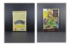 Two views of The Atrioxion's Tiny Tarot Deck box on a dark gray background, showing the back of the box on the left and the front of the box on the right. The front features fantasy-style artwork of a woman in a green dress.