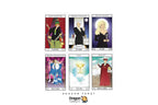 A promotional graphic for Dragon Tarot, showing six illustrated tarot card designs arranged in two columns on a white background, with the Dragon Tarot logo at the top and bottom.