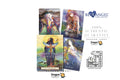 Four Dragon Tarot cards with colorful fantasy illustrations are displayed on a white background alongside branding for Blue Angel Publishing and Dragon Tarot, including a VAT refund icon.