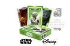 Dragon Tarot Star Wars trading card deck with a green display box, showing three sample cards including Yoda, with Star Wars and Disney logos on a white background.