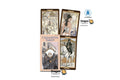 Dragon Tarot Casanova Tarot deck packaging and four illustrated cards shown on a white background with Dragon Tarot logos and a Facebook icon.