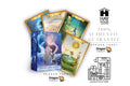 Energy Oracle Deck box and four illustrated tarot cards displayed on a white background with promotional text and the Hay House logo. The product appears to be a tarot deck called Dragon Tarot, with fantasy artwork on the box and cards.