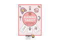 Kawaii Tarot card deck box cover by Diana Lopez, featuring a pink background with cute cartoon illustrations of faces, a crown, a clock, and sample card designs. The image is centered on a white background with Dragon Tarot branding and social media icons at the top and bottom.