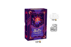 Buffy the Demon Slayer card deck and box set by Dragon Tarot, shown on a plain white background with a small text callout about a 100% authentic guarantee.
