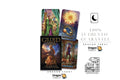A promotional graphic for Dragon Tarot showing several tarot card and box covers arranged on a white background with Thai text, a 100% authentic guarantee badge, and the Dragon Tarot logo.