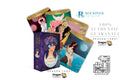Four Dragon Tarot oracle card boxes arranged on a white background with promotional text, including 'Moon Goddess Oracle' in purple, a green box with pink floral artwork, a gold box with a dark horse illustration, and a blue box with a woman under a moonlit sky. Visible branding includes Dragon Tarot and Rockpool.