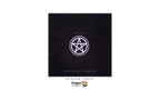 A square black tarot card featuring a white pentagram symbol in the center, with the text 'Dragonheartcard.com' and 'The Sacred Drivens Resource The Dragon TAROT' printed below.