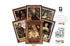Dragon Tarot deck packaging and several illustrated cards arranged on a white background with brand logos and a 100% authentic guarantee badge. The central card reads 'Touchstone Tarot By Kat Black.