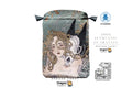 Dragon Tarot card deck packaging pouch featuring an illustration of a woman with a skull on her shoulder, set against a white background with various brand logos and certification badges.