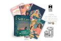 Self Care Wisdom Cards deck by Cheryl Richardson from Dragon Tarot, featuring a teal box with illustrated card backs and several cards fanned out behind it on a white background with brand and guarantee logos.