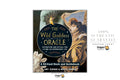The Wild Goddess Oracle card deck and guidebook cover shown on a white background with promotional text for Dragon Tarot. The cover features an ornate classical illustration with a central dark oval title panel and warm gold lettering.