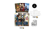 A promotional collage for Dragon Tarot showing multiple illustrated tarot card boxes and cards on a white background, with Thai text including '100% AUTHENTIC GUARANTEE', 'KIT SIZE', and repeated Dragon Tarot branding.