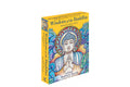 A boxed tarot deck titled "Wisdom of the Buddha" by Matthew Smith, shown at an angle on a white background. The box is yellow with colorful illustrated artwork of Buddha and blue cloud-like patterns.