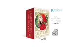 Dragon Tarot 'Fairy Tale Oracle' deck box shown on a white background with brand logos and a small Thai promotional note above it. The box features a red spine and front panel with an illustrated woman in a red hood and gold decorative border.