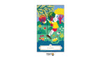 A vertical illustrated tarot card from Dragon Tarot featuring a whimsical scene of a white rabbit on a swing in a colorful garden, with the text 'Go outside' at the bottom.