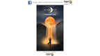 Dragon Tarot 'Glimmering' card cover art featuring a glowing orange full moon over a waterfall, with a silhouetted figure meditating beneath it, centered on a white background with Dragon Tarot branding.