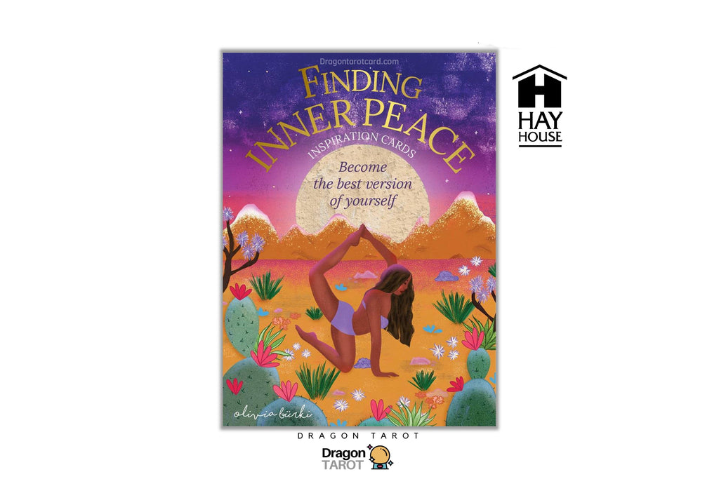 Dragon Tarot 'Finding Inner Peace' Inspiration Cards book cover displayed on a white background with Dragon Tarot and Hay House logos.