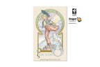 A tarot card featuring an Art Nouveau illustration of a woman playing a violin and a white cat, with the title 'RIDE WOOL' and the brand 'Dragon Tarot' visible on the card and in logos at the top right.