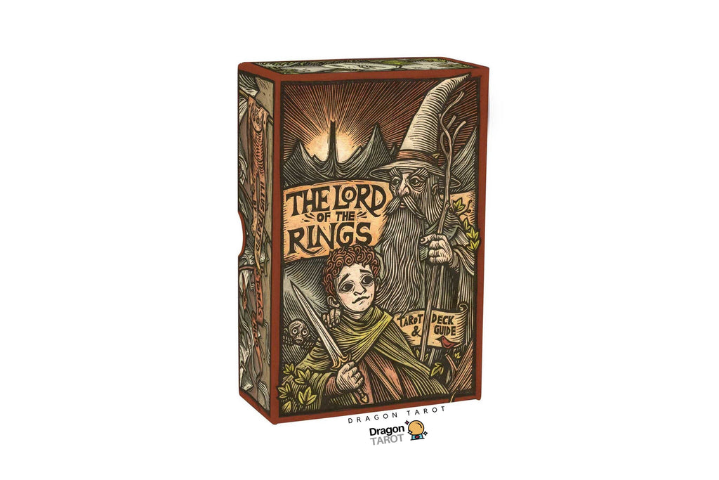 The Lord of the Rings: Lost Gatekeeper card game box, featuring an illustrated cover with a wizard and a child, shown on a white background with Dragon Tarot branding.