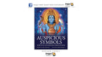 Dragon Tarot 'Auspicious Symbols' oracle deck cover art centered on a white background, featuring a blue deity illustration with gold details and white title text.