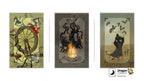 Three Dragon Tarot card illustrations displayed side by side on a white background, with Dragon Tarot branding and Thai text at the top and bottom.