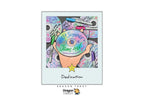 A square art print or album-cover style graphic centered on a white background, showing a hand holding a pastel CD decorated with colorful marker drawings and the text 'Best Summe Jams April.' Below the artwork, the word 'Dedication' appears, with 'Dragon Tarot' branding at the bottom.