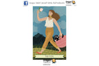 A stylized tarot card illustration labeled 'THE FOOL' showing a woman walking forward while holding a white egg in one hand and a pink patterned basket in the other, with mountains and a blue sky in the background. The image includes Dragon Tarot branding at the top and bottom on a white page.