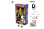 Dragon Tarot deck box shown on a white background with several brand and guarantee logos around it. The box features an illustrated knight on a white horse against a purple and orange design.