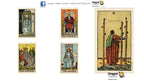 A set of Dragon Tarot cards displayed on a white background, including The Fool, The Emperor, The Empress, The King of Swords, The King of Wands, and The King of Cups. The cards feature classic vintage tarot art styles with beige borders and detailed illustrations.