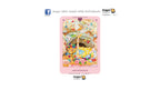 A Dragon Tarot card titled 'Abundance' shown centered on a white background, with a pink border and a colorful illustration of a bountiful scene. Brand logos for Dragon Tarot are visible at the top and bottom.