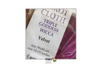 A package of Dragon Tarot Triple Goddess Wicca Velvet cloth, showing a white label with purple text over a purple velvet fabric, with a white border around the product photo.