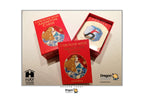 Caroline Myss 'Archetype' oracle deck and box set shown with the red box, an opened deck box revealing cards, and the card back. The image includes Hay House and Dragon Tarot logos on a light background.