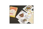 Bicycle Emoji Dragon Tarot card deck with a yellow box and several illustrated cards displayed on a dark surface, shown with a white border and a Facebook header.