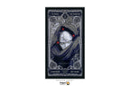 A tarot card art print featuring a hooded figure with a star on its forehead, rendered in dark blue-gray and black with small red glowing accents. The card is centered on a white background with a Dragon Tarot logo at the bottom.
