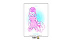 A Dragon Tarot card illustration featuring the Strength card (VIII) with a pink line drawing of a woman kneeling beside a cat, set against a light blue watercolor background. The card is centered on a white page with Dragon Tarot branding at the top and bottom.