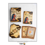 Dragon Tarot 'Magical Spirit' deck shown with its box, two smaller cards, and one illustrated card on a white background with a Dragon Tarot logo at the bottom.