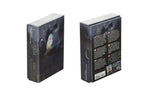 Dragon Tarot Oracle Card deck box shown from the front and back on a white background, featuring dark fantasy artwork of a winged figure and multiple text panels on the back.