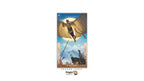 Dragon Tarot 'Dragon Tool' card centered on a white background, with the Dragon Tarot logo at the bottom. The card artwork shows a winged figure flying above a landscape with mountains and a figure standing on rocks.