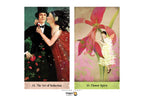 Two vertical tarot-style art cards shown side by side on a white background. The left card reads '14.