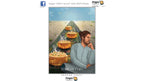 A Dragon Tarot card titled 'Four of Cups' featuring an illustrated man in a light blue robe sitting in thought beside four golden cups lined up on a path under a blue sky.
