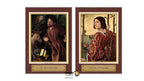 Two framed tarot art prints side by side on a white background. The left print is 'The Hermit' (IX.