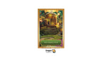 A tarot card titled 'The Temple Path' from the Dragon Tarot deck, featuring an illustration of a golden temple on a lush green path. The card is centered on a white background with the Dragon Tarot logo at the bottom.