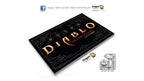 A black tarot card deck box titled 'Diablo: The Sanctuary' with ornate gold lettering and dark decorative artwork, shown on a white background with Dragon TAROT branding and a VAT stamp graphic.