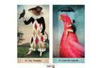 Two vertical art cards side by side with a thin gray border. The left card, titled '21.