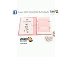 A set of pink and white Kawaii Tarot cards shown in an open booklet with a small card displayed beside it on a white background. The Dragon Tarot logo appears multiple times in the image, along with a Facebook icon and Thai text.