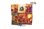 A set of illustrated tarot cards displayed on a white background, with the Blue Angel Publishing logo at the bottom and a Facebook promotional graphic at the top. The cards feature fantasy artwork in warm golden, orange, and purple tones.