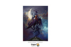 A Dragon Tarot card featuring the 'Leluri, Angel of Night' illustration, shown vertically on a white background with social media and brand logos.