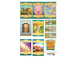 A set of illustrated tarot cards arranged in a grid on a white background, with the Dragon Tarot logo visible at the bottom right.
