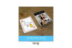 Dragon Tarot custom photo playing cards shown on a wooden surface, featuring a custom card with a goose illustration and a custom deck box with a photo print of friends.